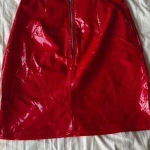 Fashion Nova Red Skirt Faux Leather